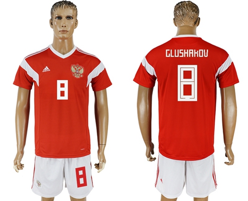 Russia #8 Glushakov Home Soccer Country Jersey